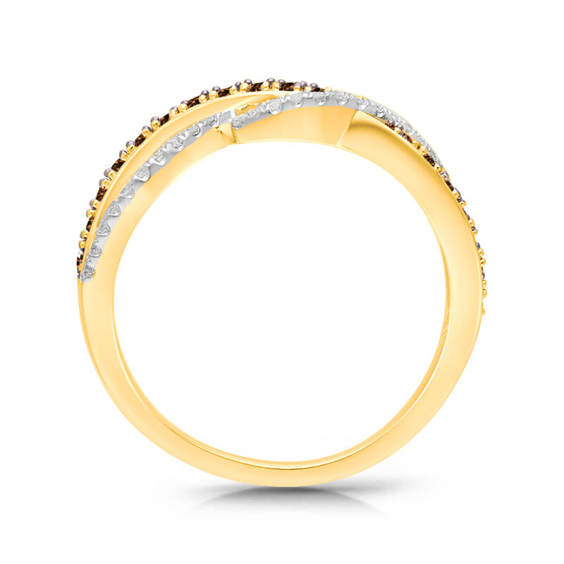 White and Cocoa Diamond 3/10ctw. Bypass Fashion Ring in 14k Yellow Gold image number null